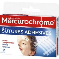 Mercurochrome Strips Sutures Adhésives 16 strips